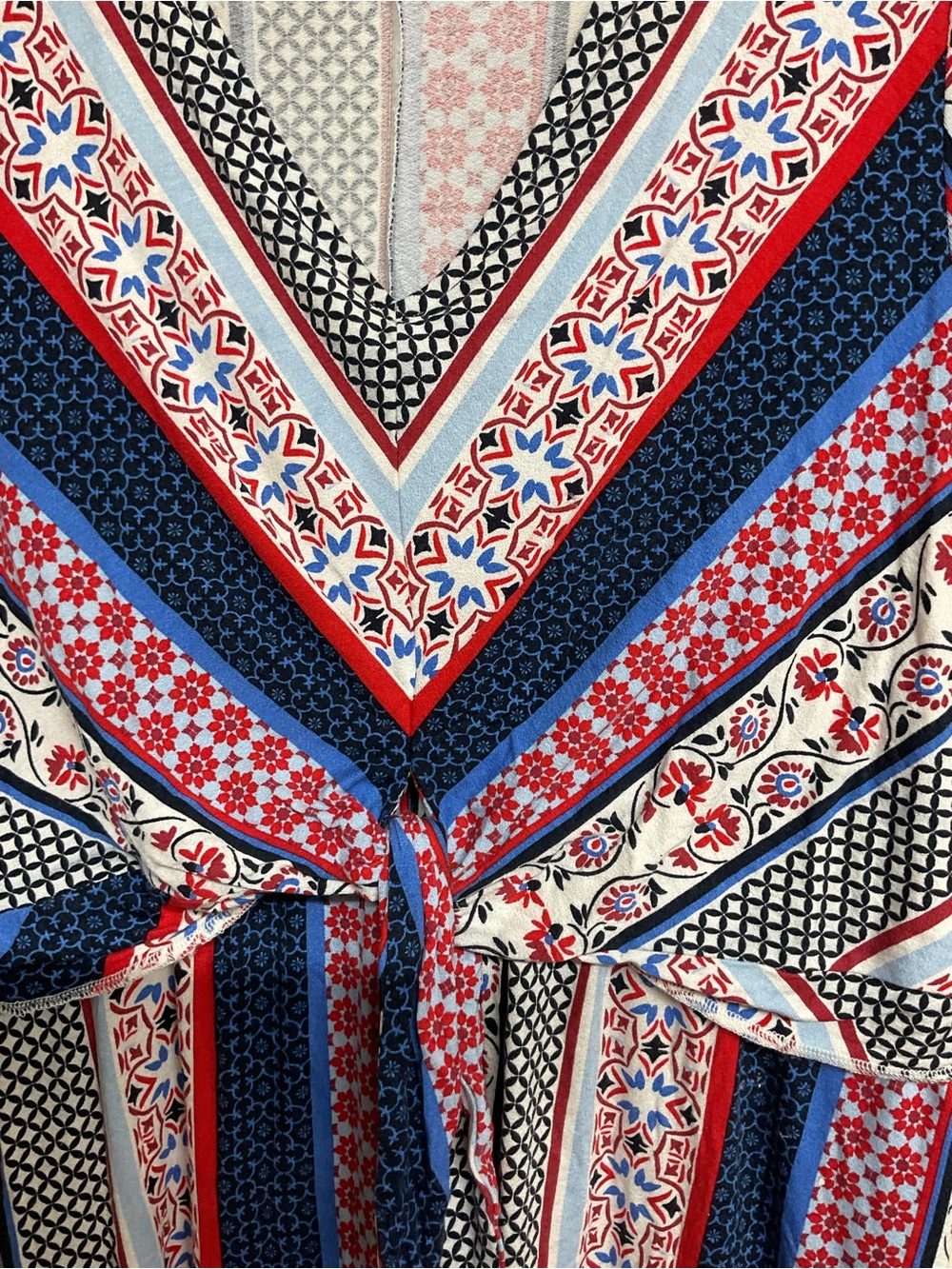 Lane Bryant Red, Blue & White Striped V-Neck Maxi Dress - Picture 2 of 4